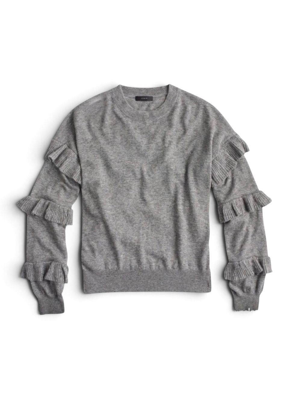 J. Crew Ruffle Sleeve Sweater in Gray